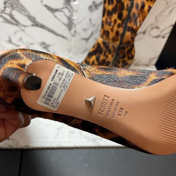 SCHUTZ LEOPARD JUNGLE LEOPARD BOOT HEELS MIRYANNA SZ 6.5B - Picture 5 of 7